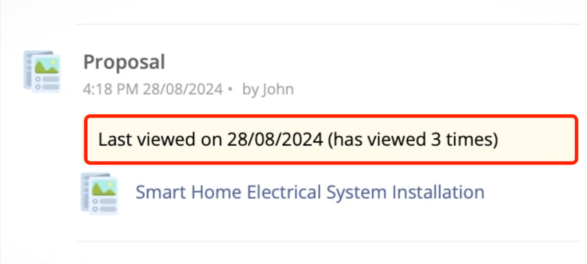 Proposal view tracking in job diary