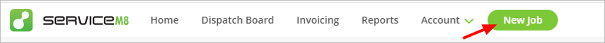 New Job button on main menu of Online Dashboard