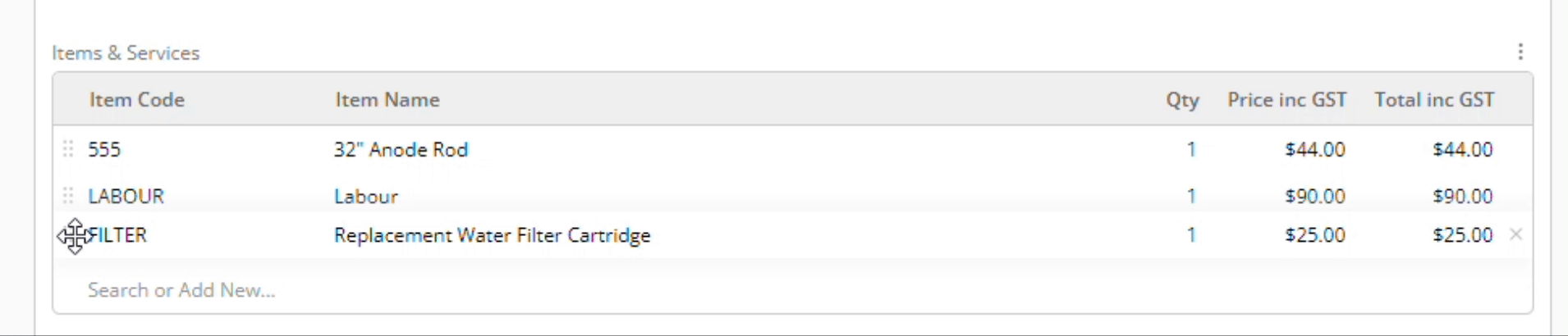 moving line items around on the online dashboard