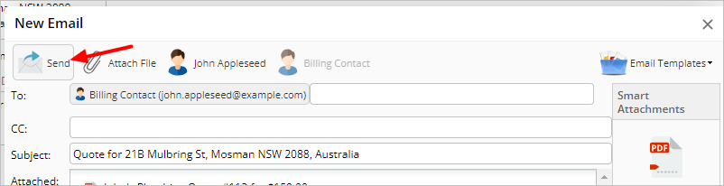 sending the email