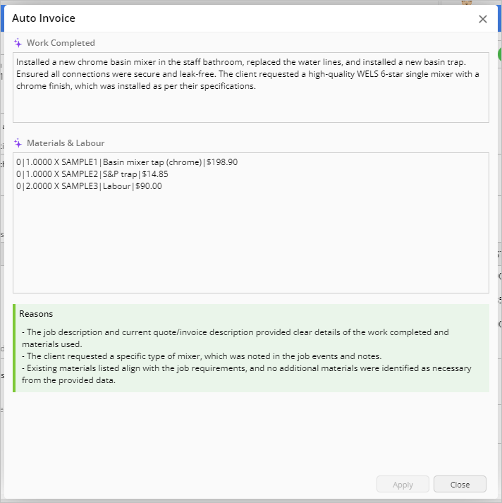 Auto Invoice rationale