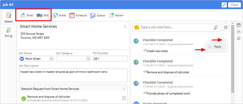 sending network updates from the Online Dashboard