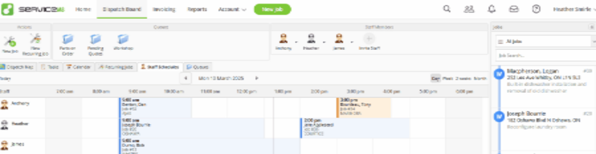 drag-and-drop scheduling from Dispatch Board