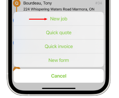 Tap New job