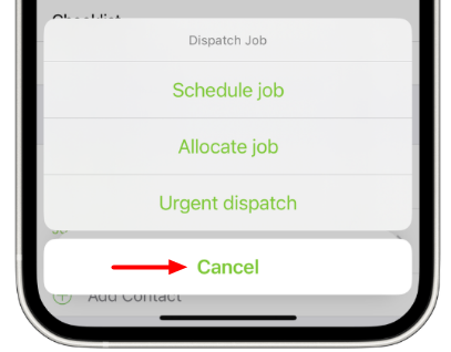 tap cancel