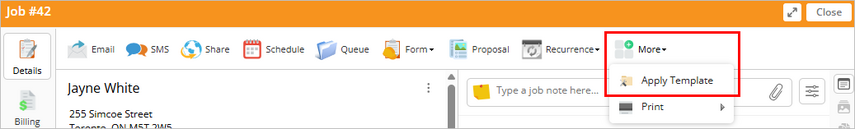 applying a Job Template to an existing job