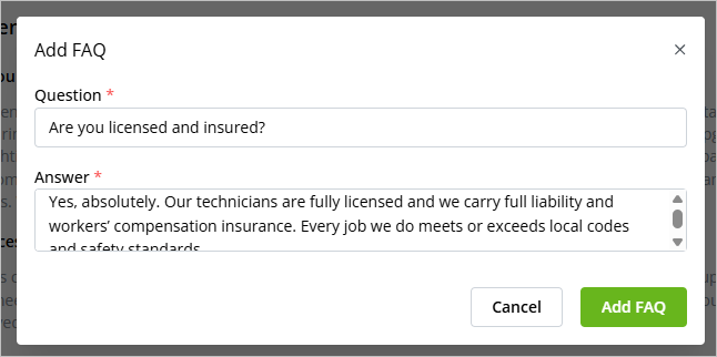 adding an FAQ