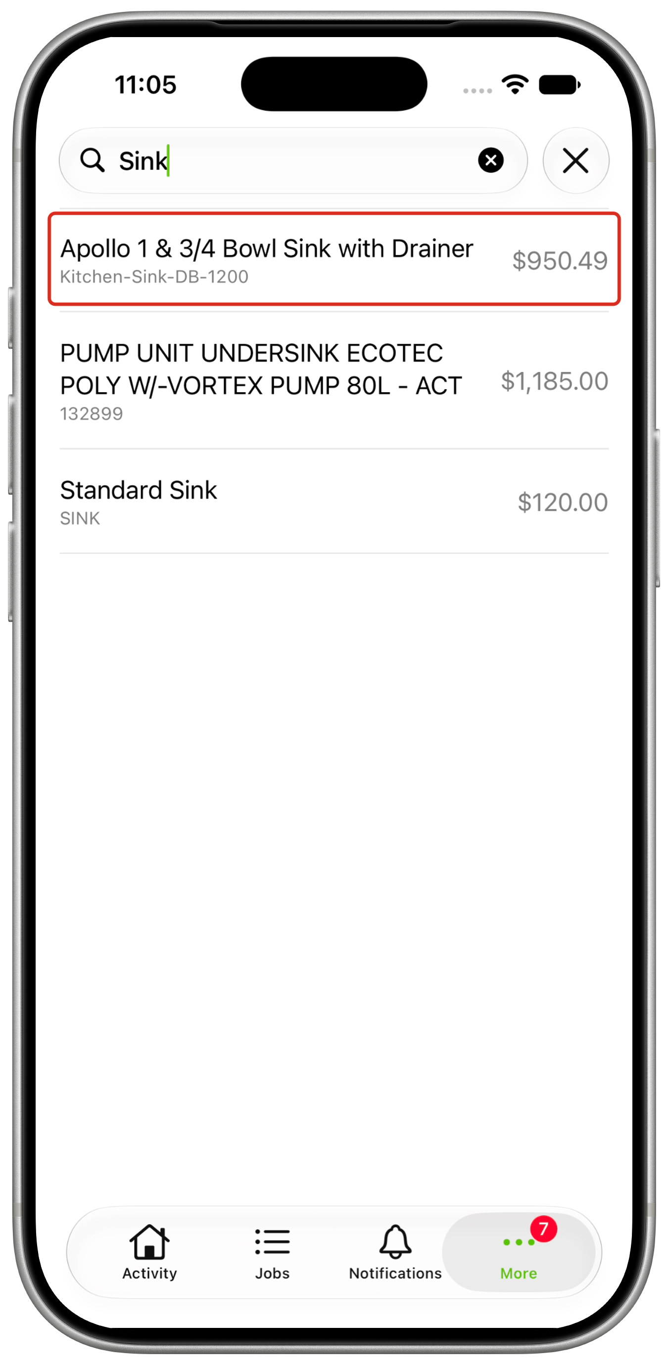 Search results for Sink with a matching Material outlined