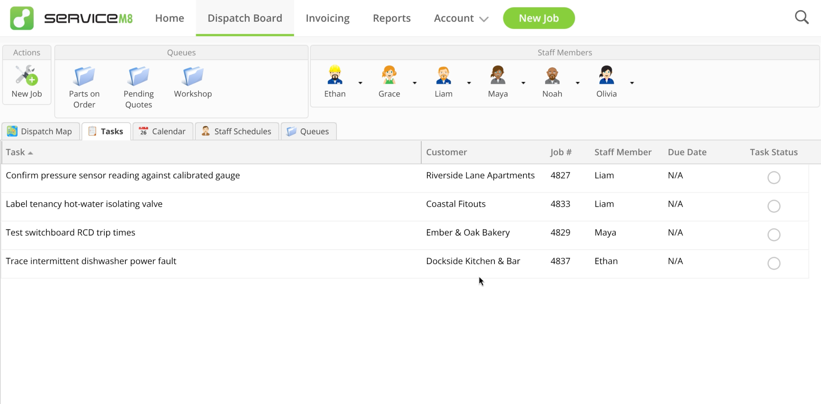 The Tasks list with completed tasks hidden and four outstanding tasks remaining.
