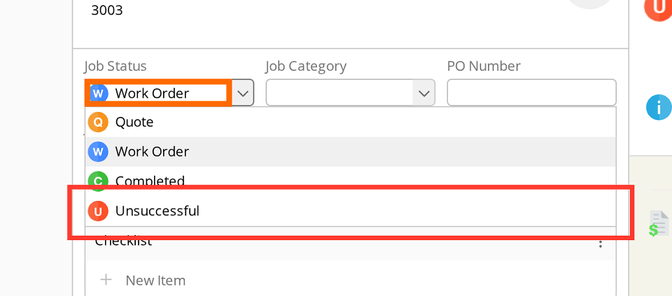Select Unsuccessful in the Job Status dropdown