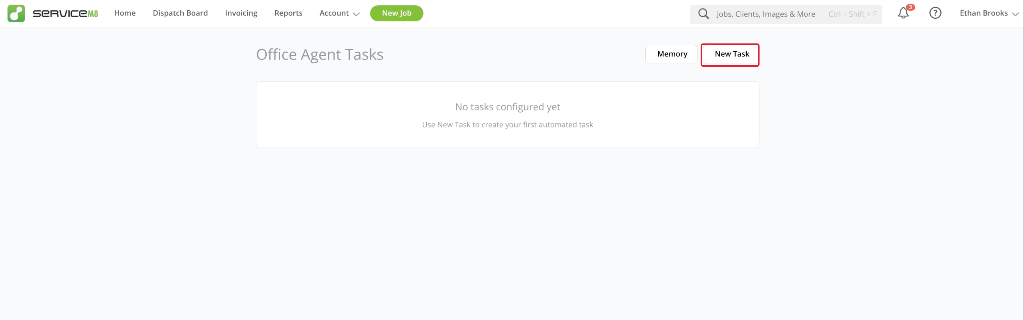 New Task at the top of Office Agent Tasks