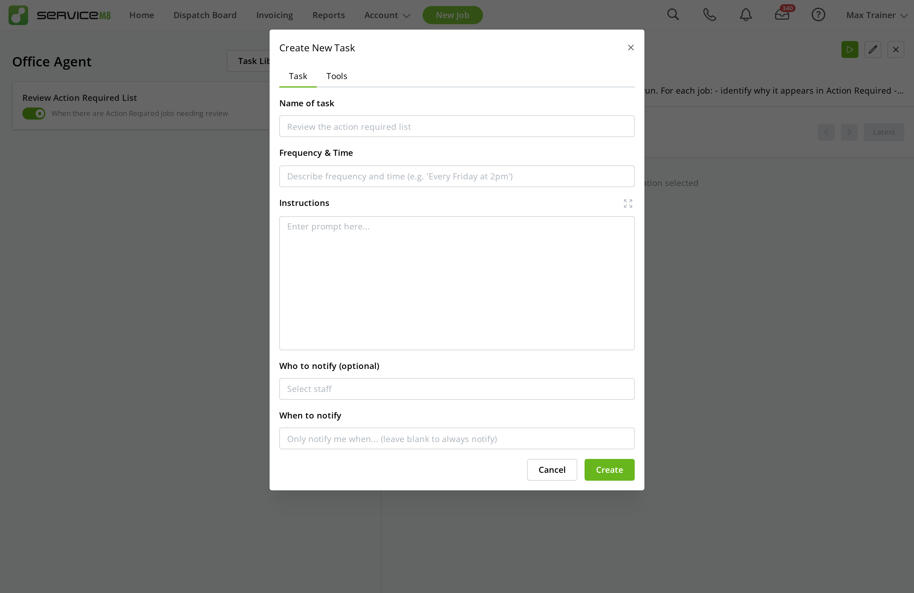 How to create and manage Office Agent tasks - ServiceM8 Help Center