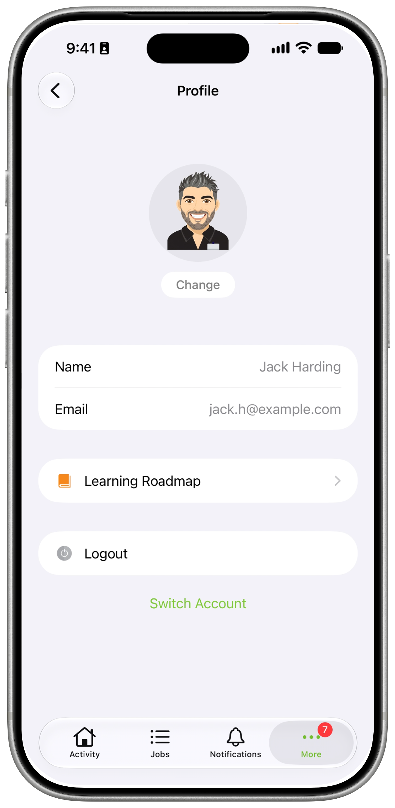 Profile displaying the saved custom avatar
